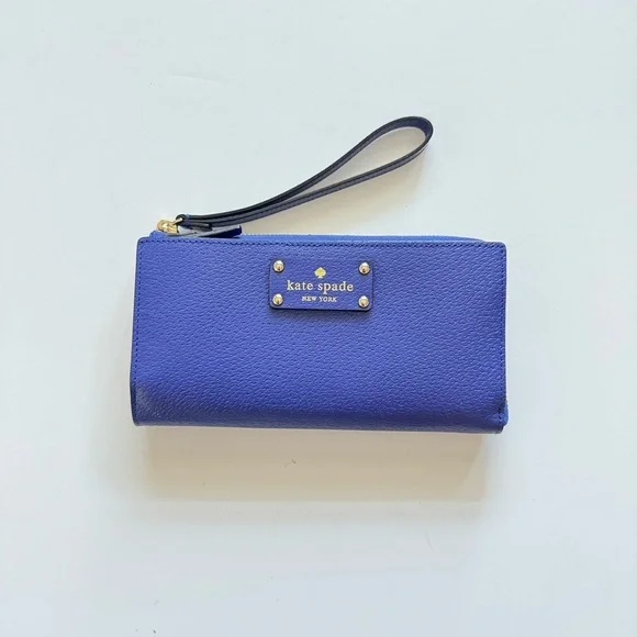 NWT Kate Spade Grand Street Layton Blue Leather Wallet Wristlet - Picture 2 of 7